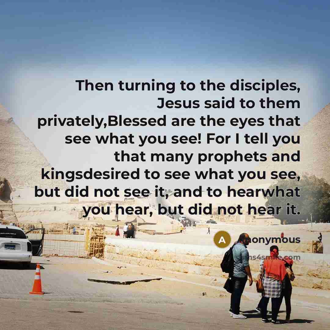“Then turning to the disciples, Jesus said to them privately,Blessed…” quote by Anonymous