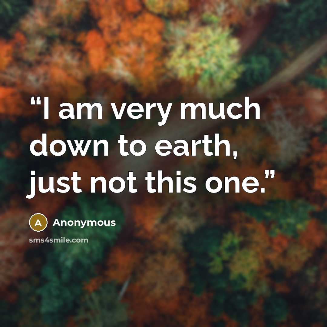 “I am very much down to earth, just not this one.” quote by Anonymous