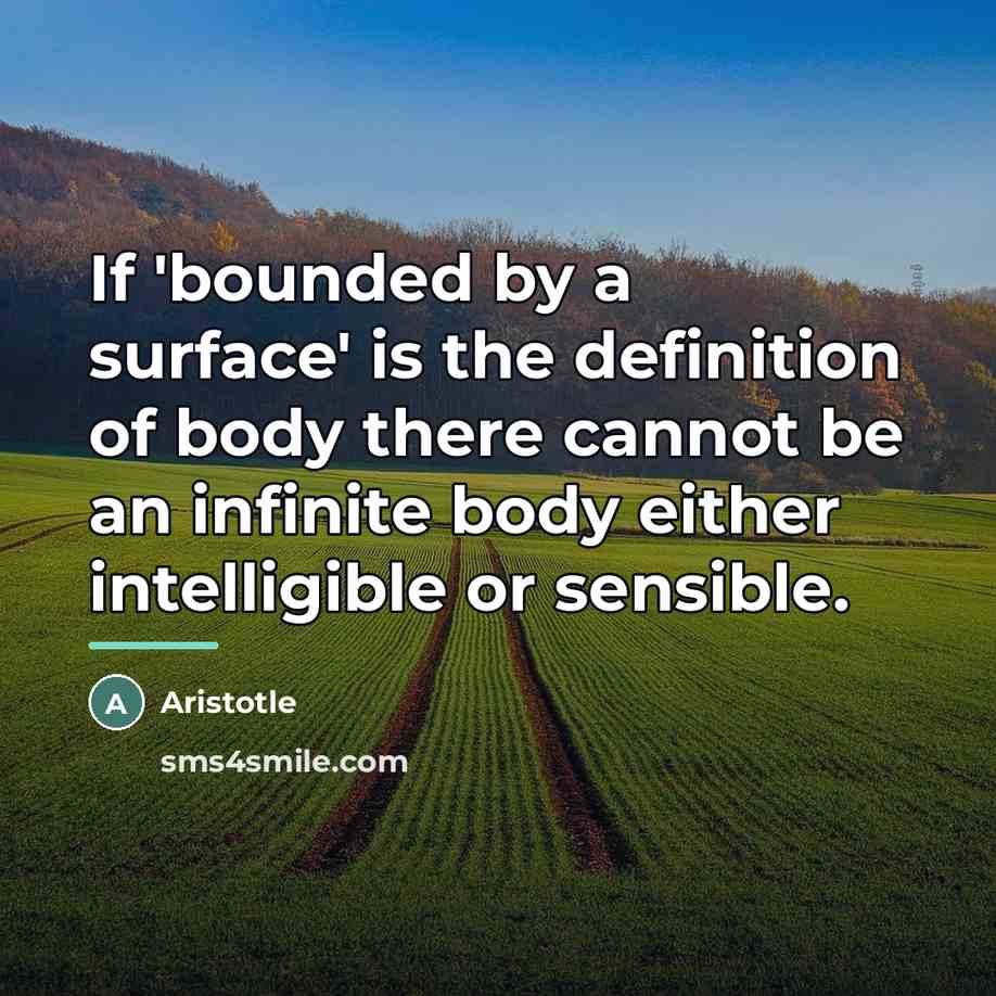 “If 'bounded by a surface' is the definition of body…” quote by Aristotle