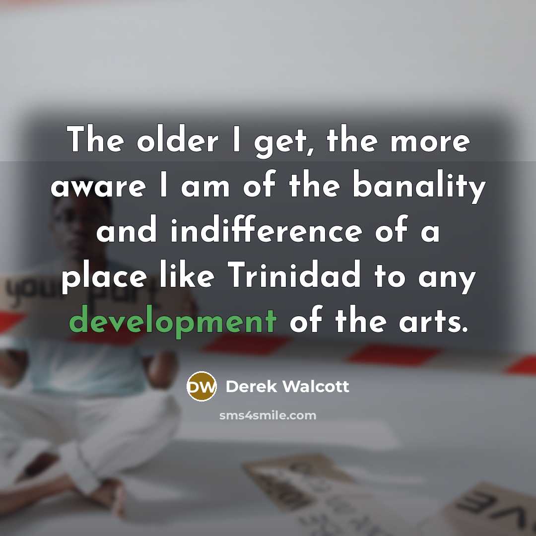 “The older I get, the more aware I am of…” quote by Derek Walcott