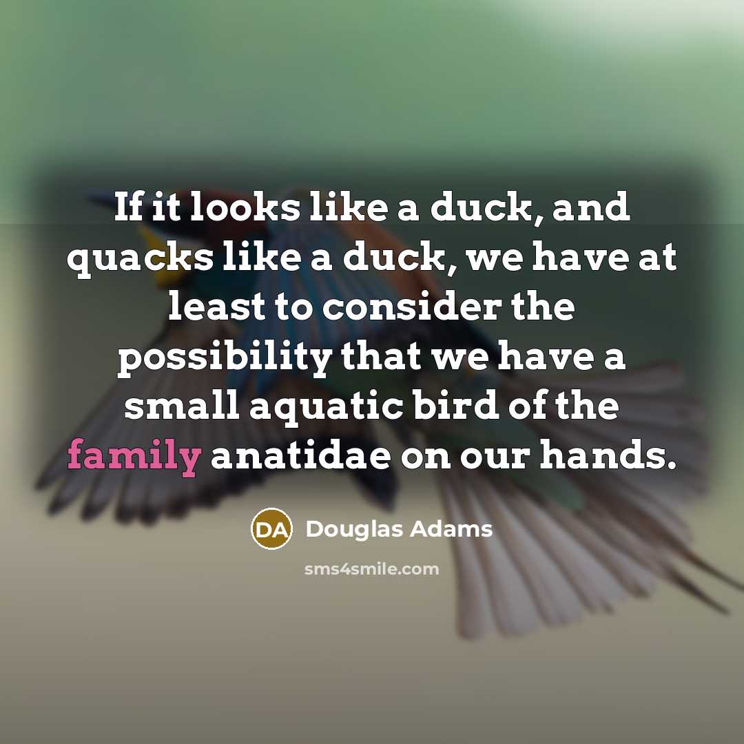 “If it looks like a duck, and quacks like a…” quote by Douglas Adams