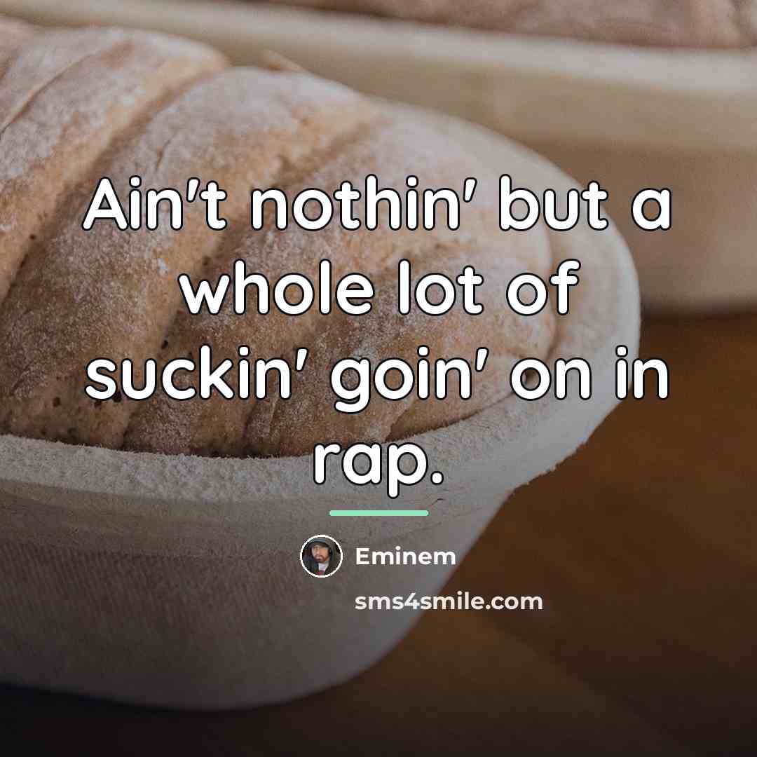 “Ain't nothin' but a whole lot of suckin' goin' on…” quote by Eminem