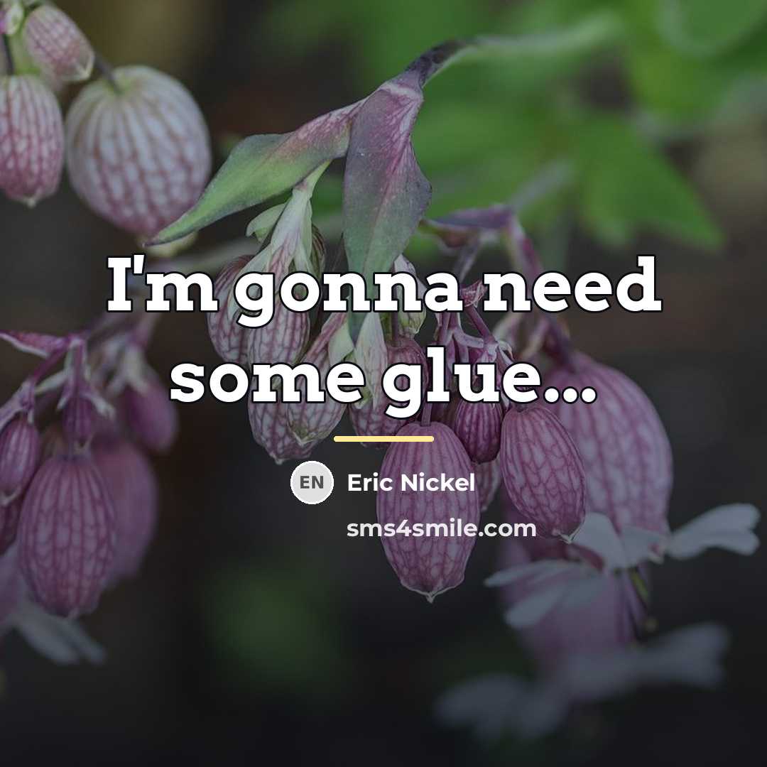 “I'm gonna need some glue...…” quote by Eric Nickel