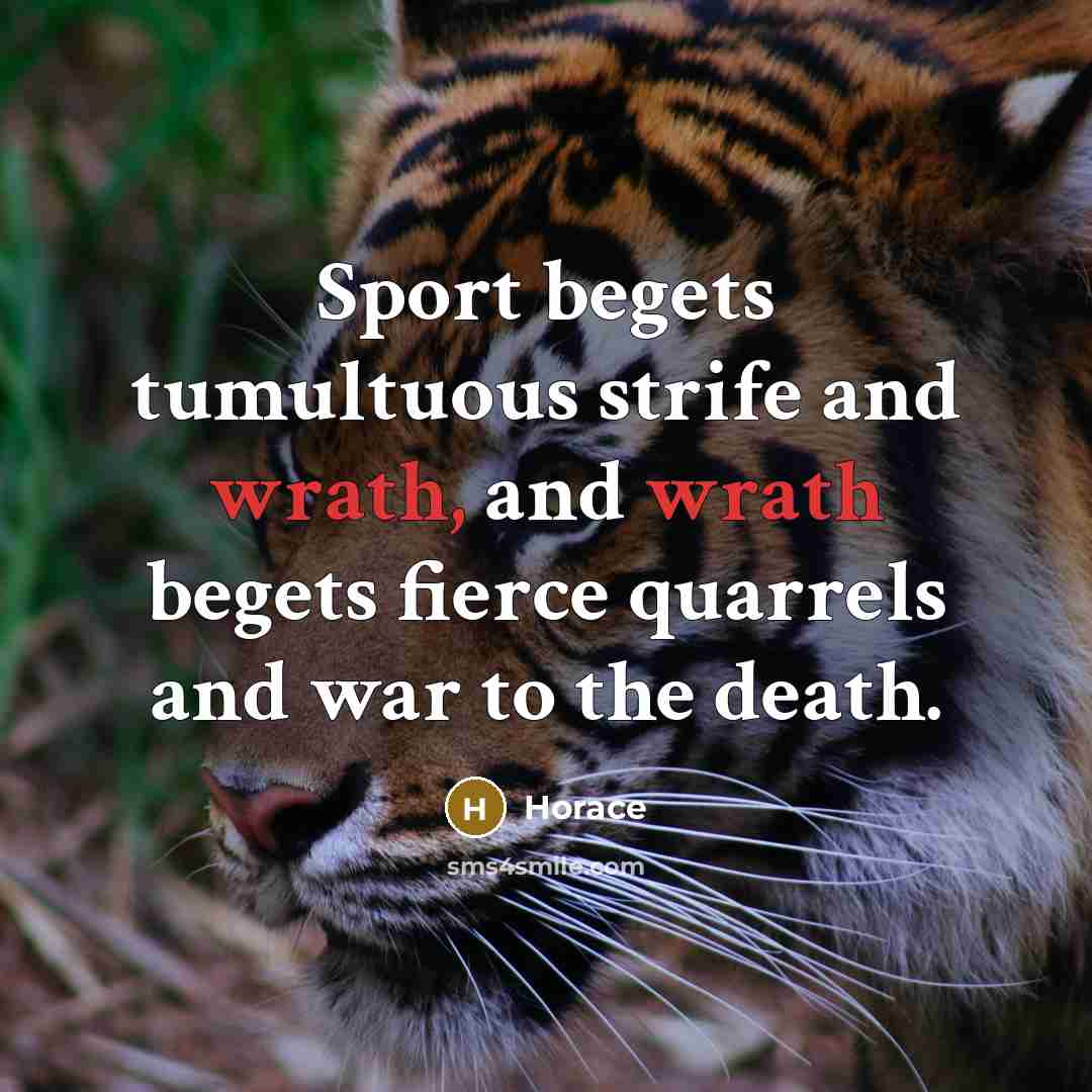 “Sport begets tumultuous strife and wrath, and wrath begets fierce…” quote by Horace