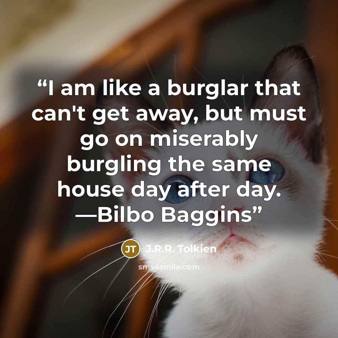 “I am like a burglar that can't get away, but must go on miserably burgling the same house day after day. —Bilbo Baggins” quote by J.R.R. Tolkien