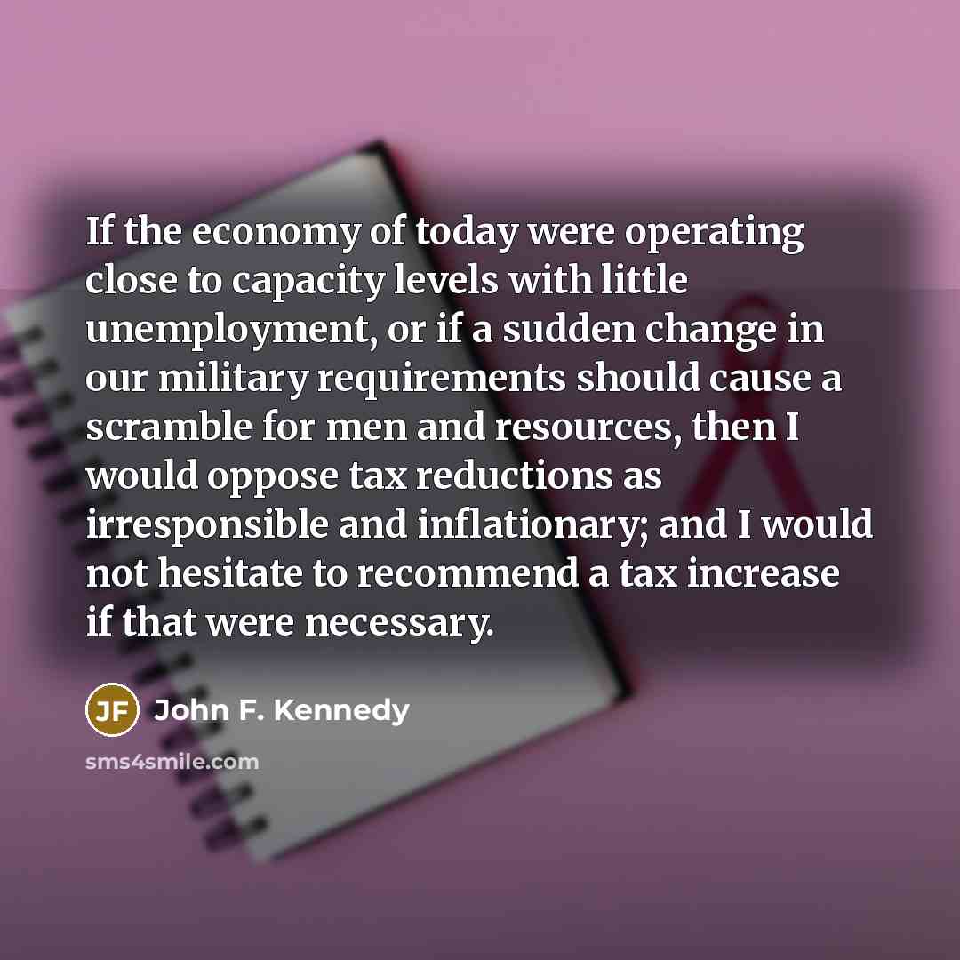 “If the economy of today were operating close to capacity…” quote by John F. Kennedy