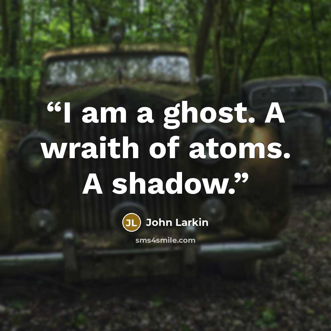“I am a ghost. A wraith of atoms. A shadow.” quote by John Larkin