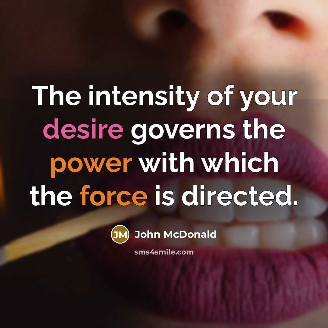 “The intensity of your desire governs the power with which…” quote by John McDonald