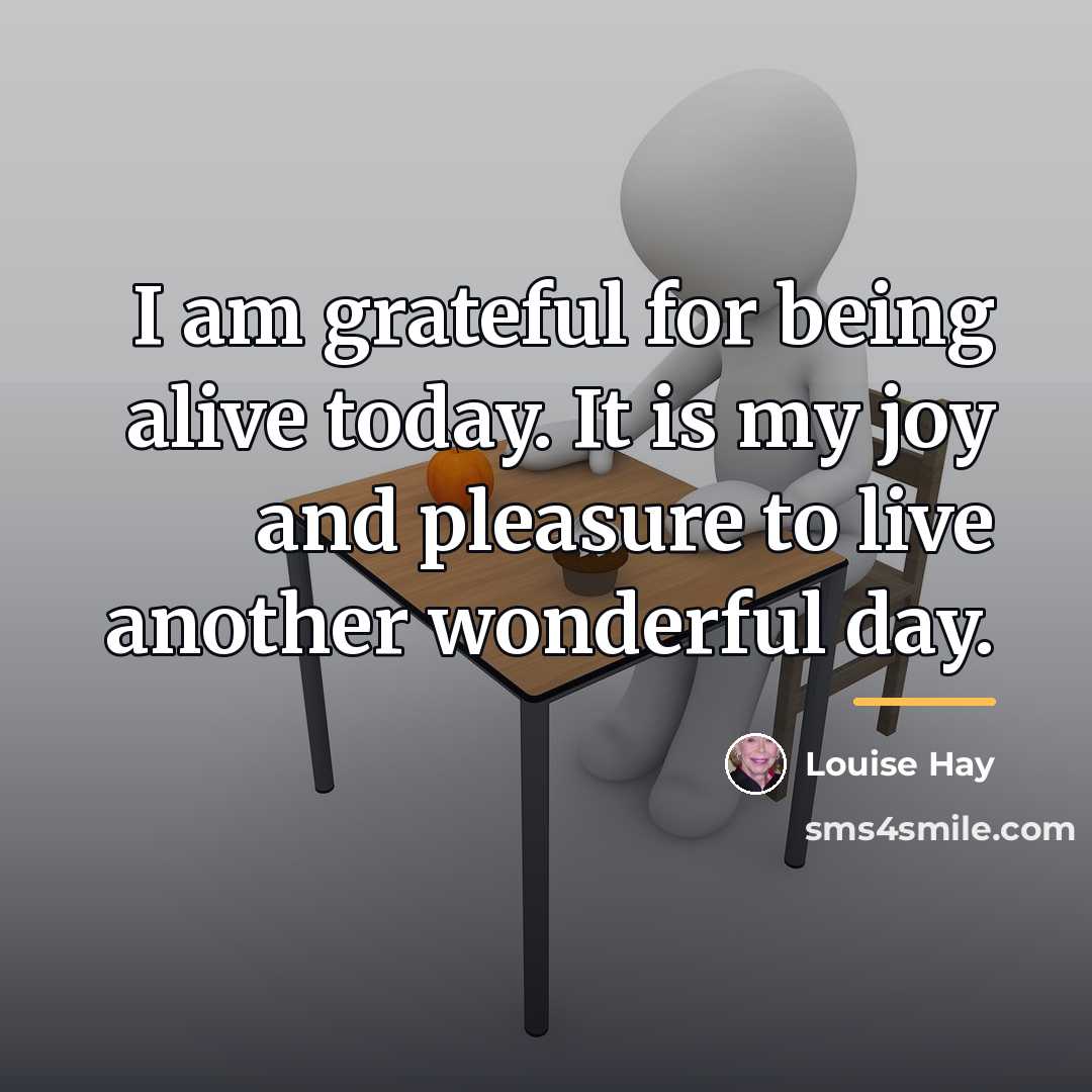 “I am grateful for being alive today. It is my…” quote by Louise Hay