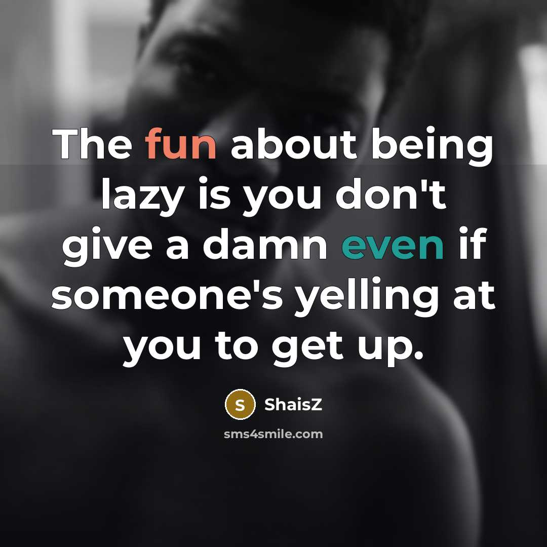 “The fun about being lazy is you don't give a…” quote by ShaisZ