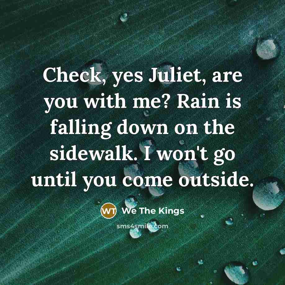 “Check, yes Juliet, are you with me? Rain is falling…” quote by We The Kings
