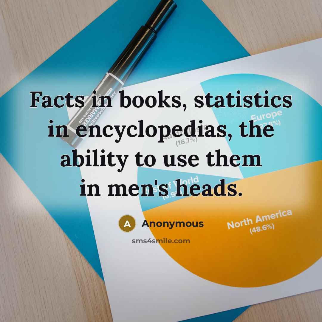 “Facts in books, statistics in encyclopedias, the ability to use…” quote by Anonymous