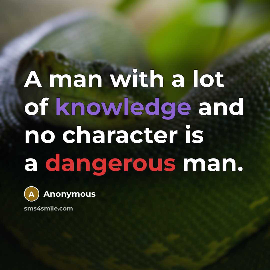 “A man with a lot of knowledge and no character is a dangerous man.” quote by Anonymous