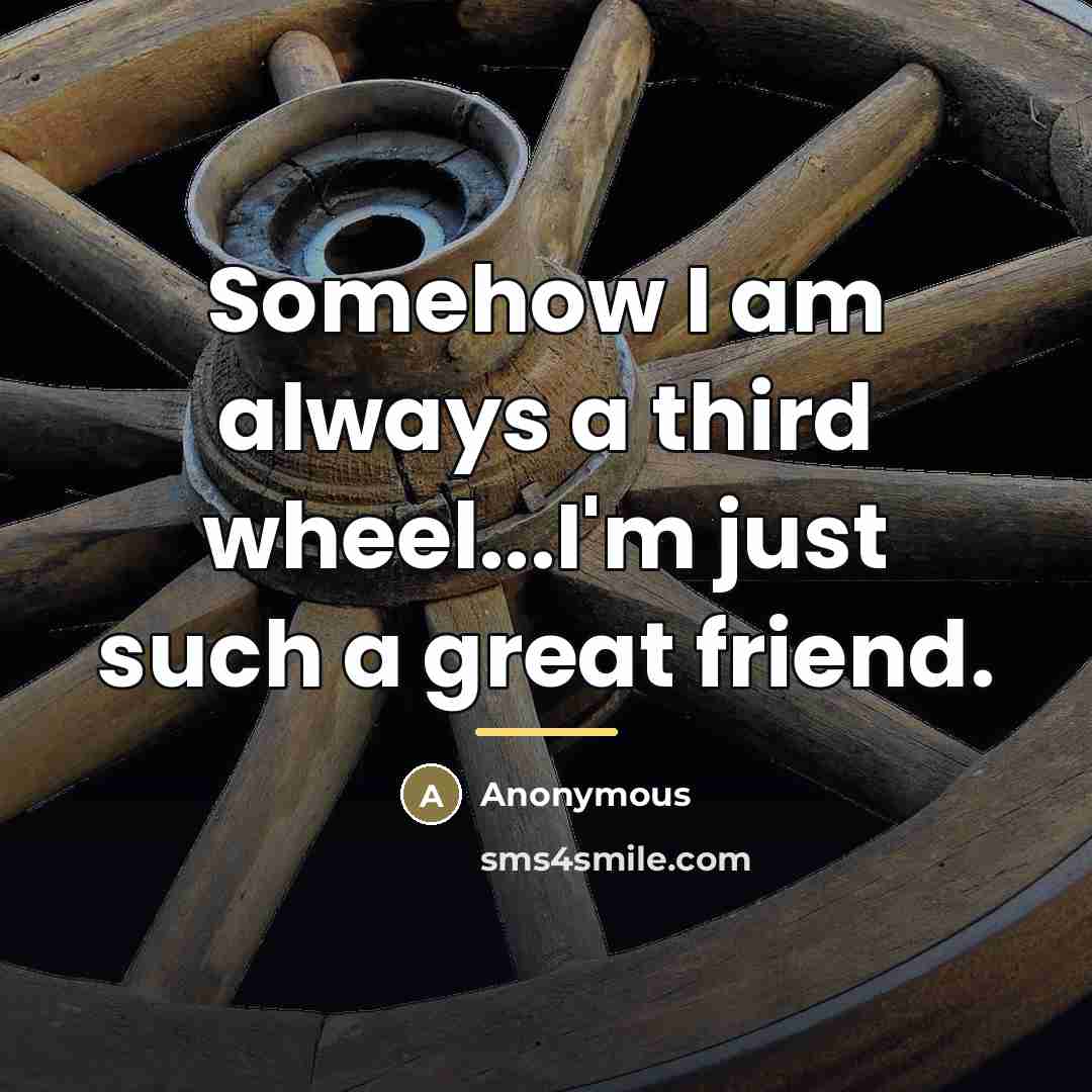 “Somehow I am always a third wheel...I'm just such a…” quote by Anonymous