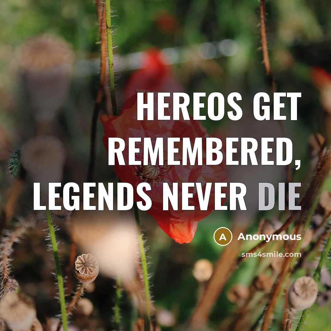 “Hereos get remembered, legends never die” quote by Anonymous