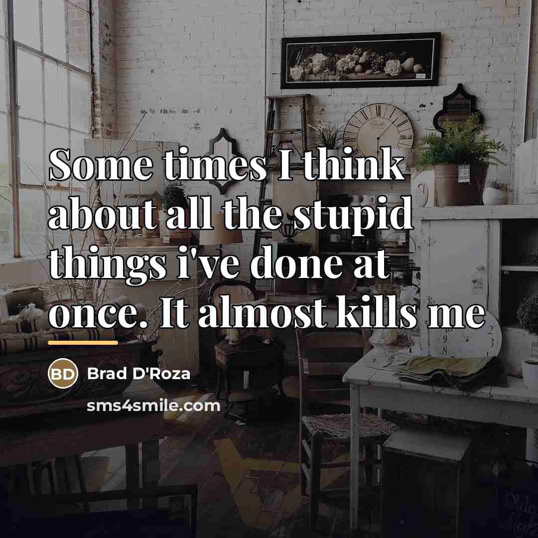 “Some times I think about all the stupid things i've…” quote by Brad D'Roza