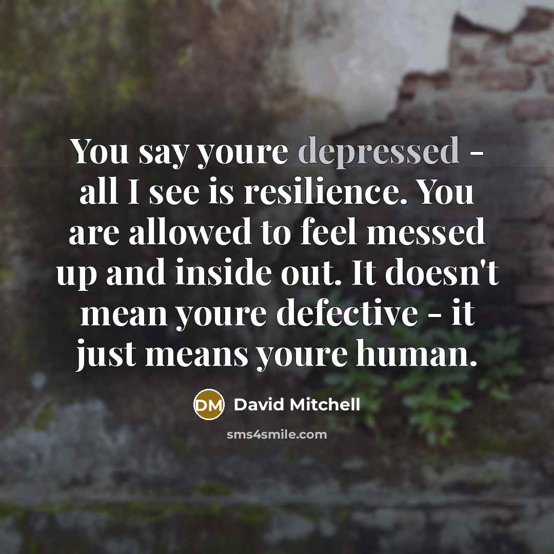 “You say youre depressed - all I see is resilience.…” quote by David Mitchell