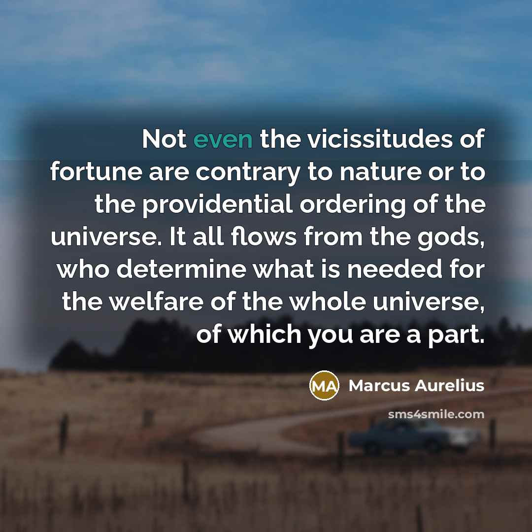 “Not even the vicissitudes of fortune are contrary to nature…” quote by Marcus Aurelius