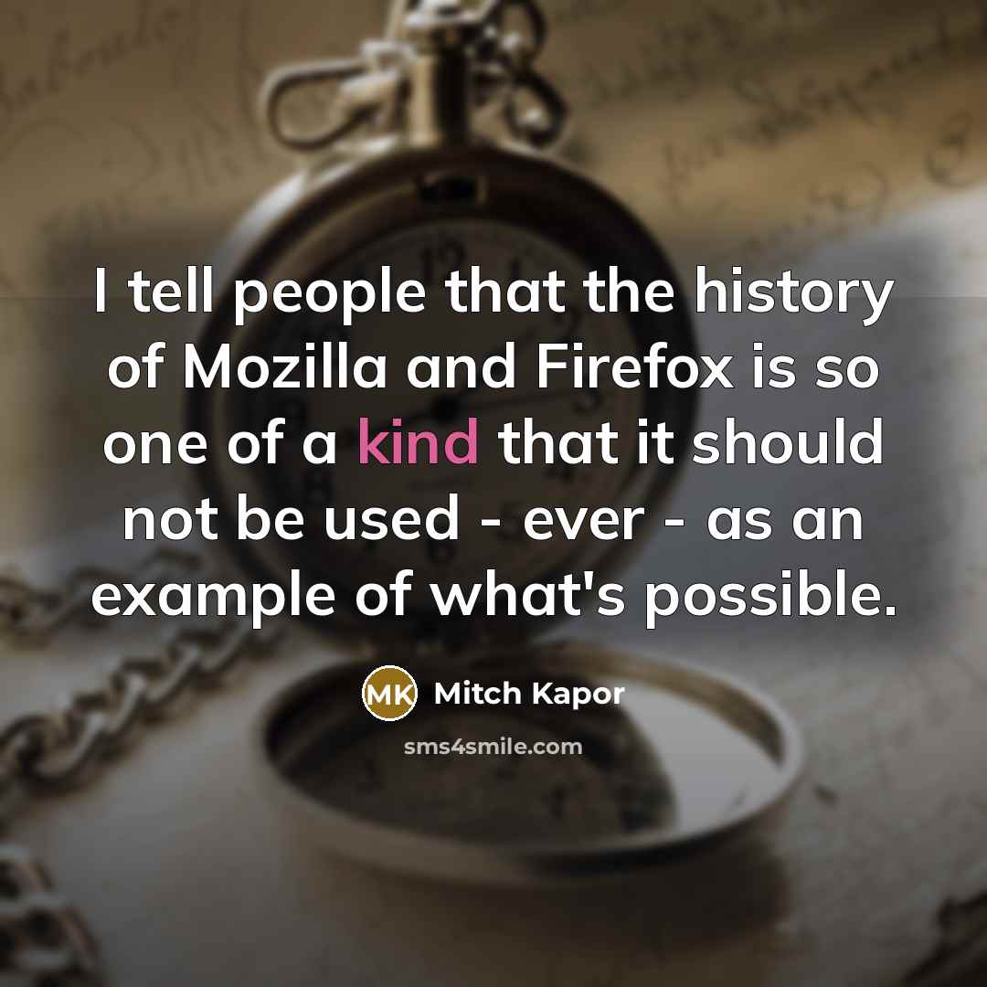 “I tell people that the history of Mozilla and Firefox…” quote by Mitch Kapor
