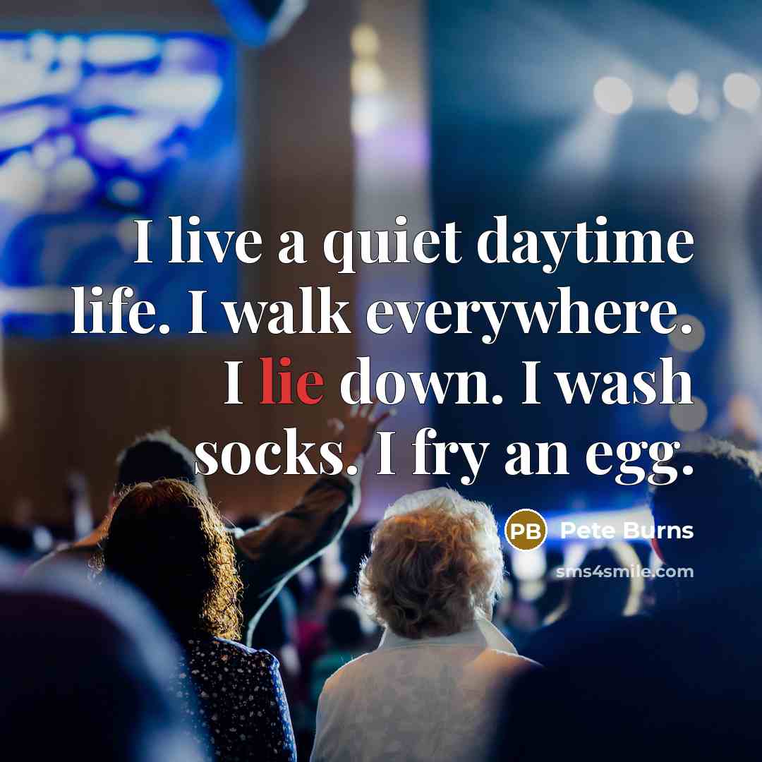 “I live a quiet daytime life. I walk everywhere. I lie down. I wash socks. I fry an egg.” quote by Pete Burns