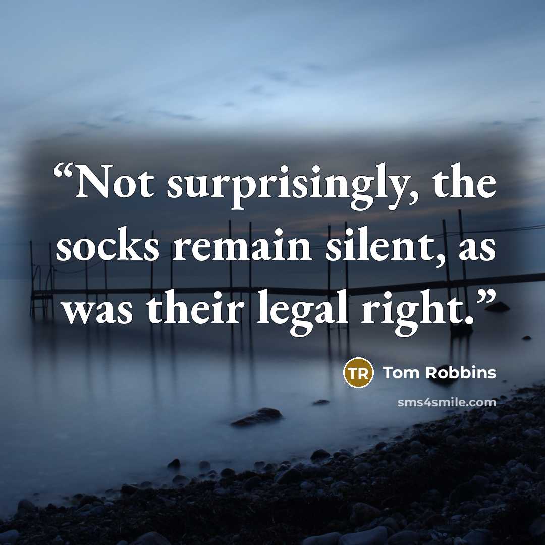“Not surprisingly, the socks remain silent, as was their legal right.” quote by Tom Robbins
