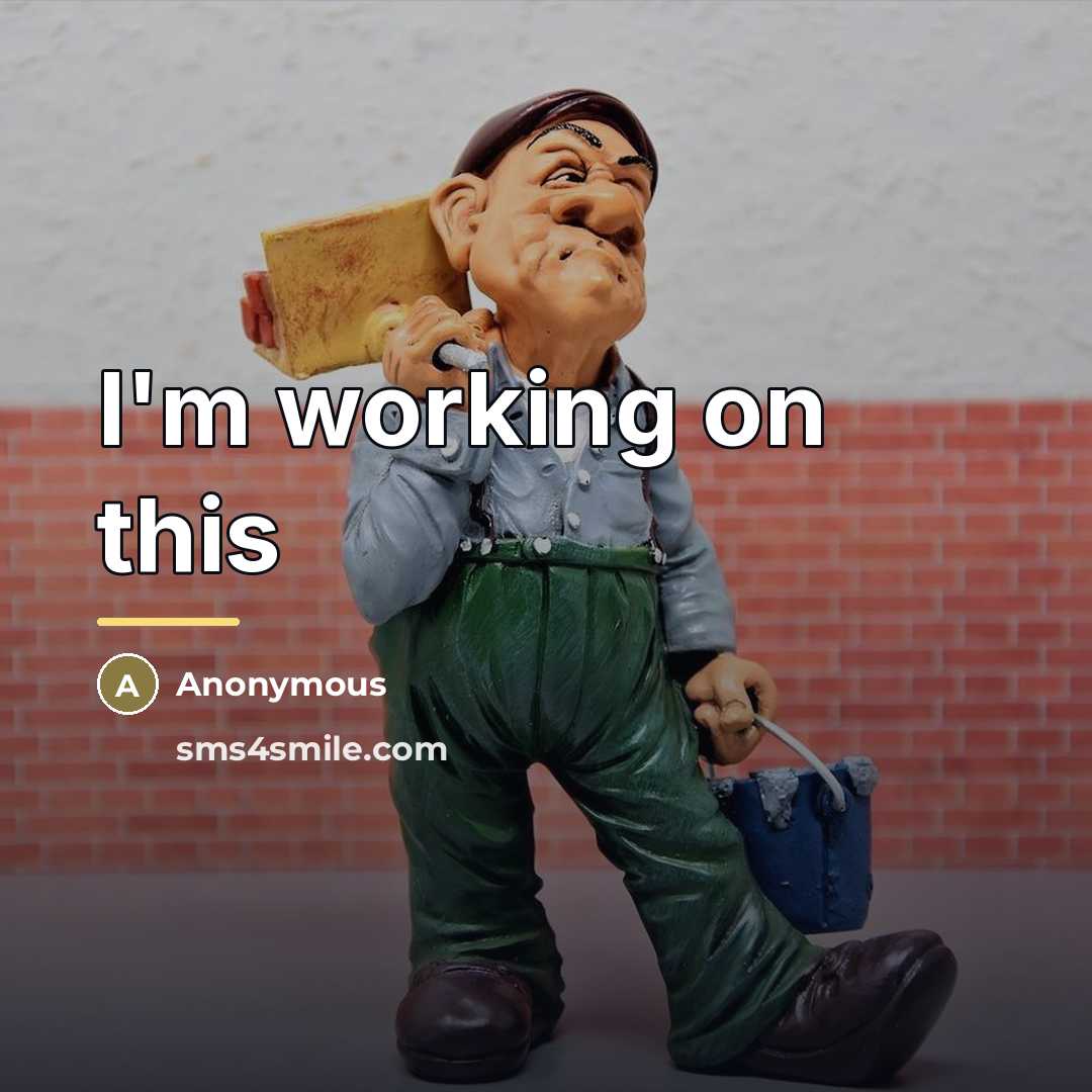 “I'm working on this…” quote by Anonymous