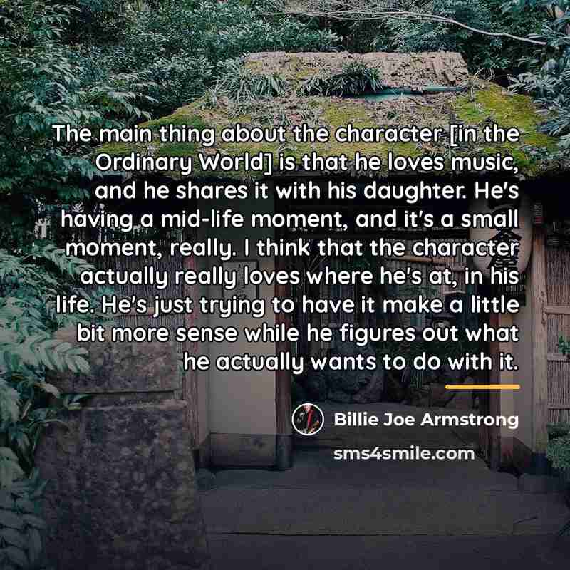 “The main thing about the character [in the Ordinary World]…” quote by Billie Joe Armstrong