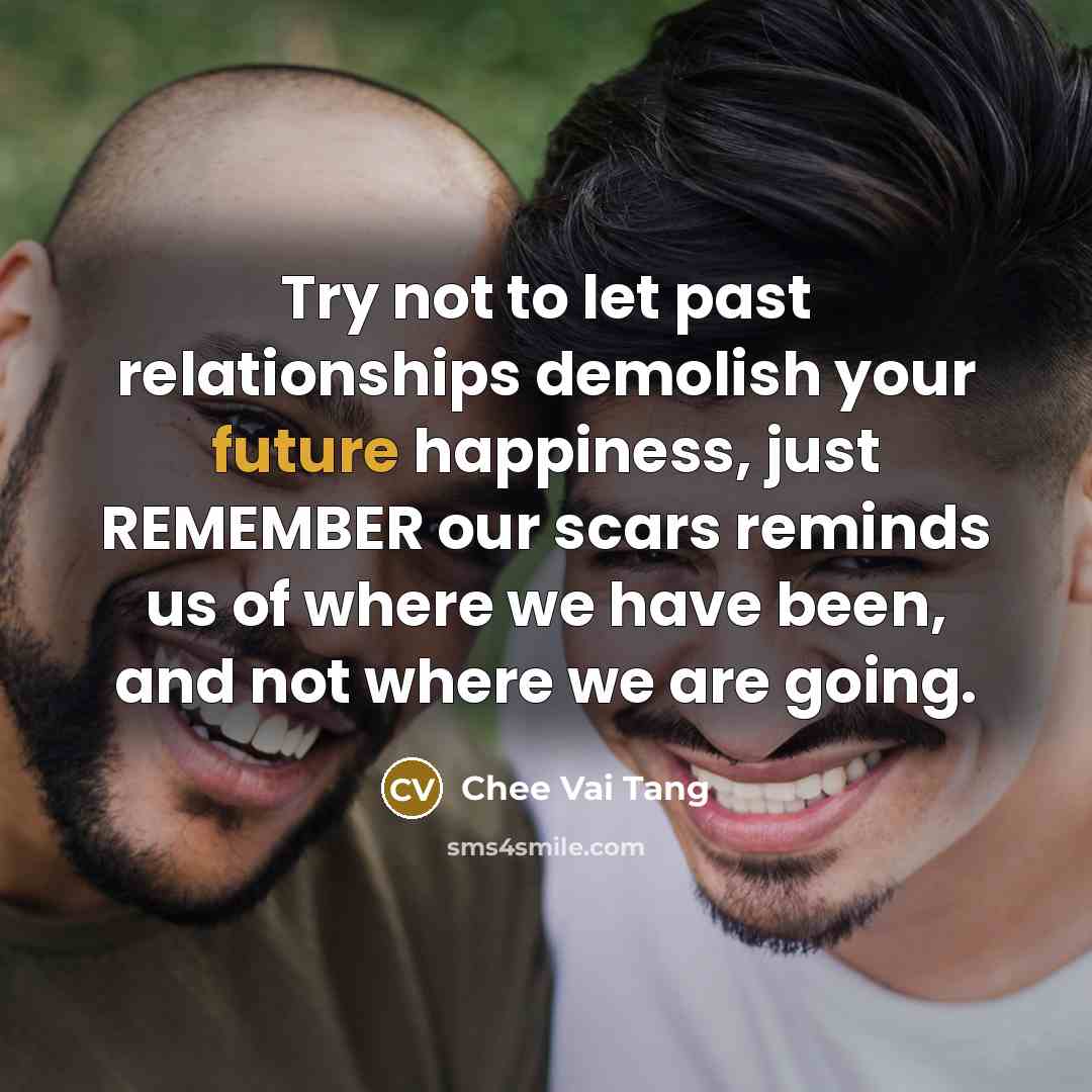 “Try not to let past relationships demolish your future happiness,…” quote by Chee Vai Tang