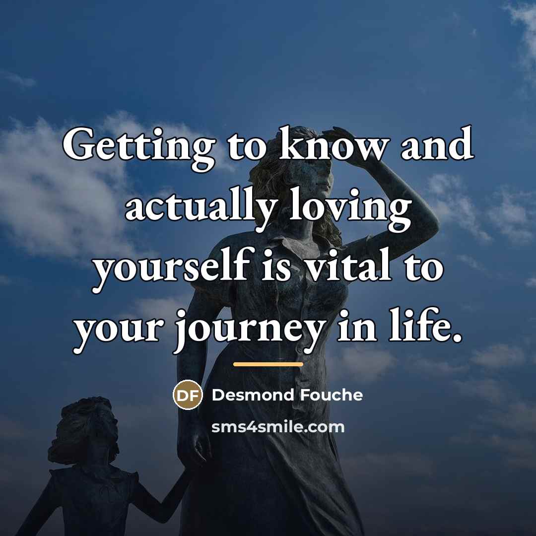 “Getting to know and actually loving yourself is vital to…” quote by Desmond Fouche