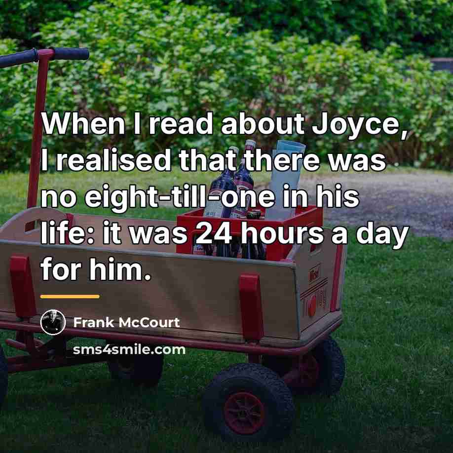 “When I read about Joyce, I realised that there was…” quote by Frank McCourt