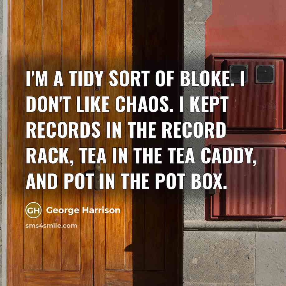 “I'm a tidy sort of bloke. I don't like chaos.…” quote by George Harrison