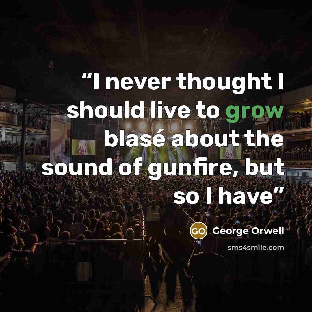“I never thought I should live to grow blasé about the sound of gunfire, but so I have” quote by George Orwell