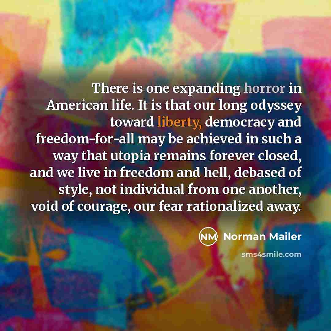 “There is one expanding horror in American life. It is…” quote by Norman Mailer