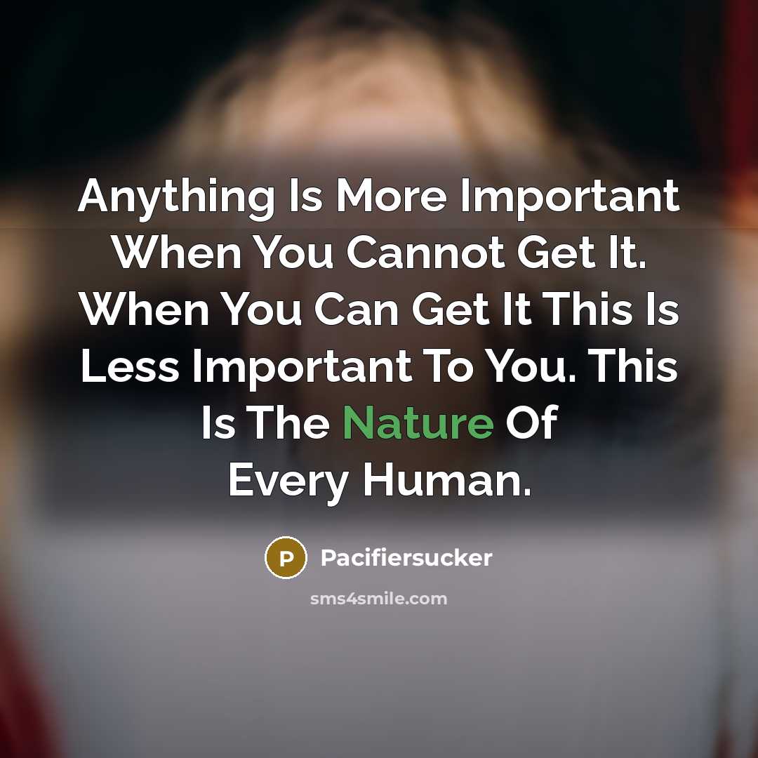 “Anything Is More Important When You Cannot Get It. When…” quote by Pacifiersucker