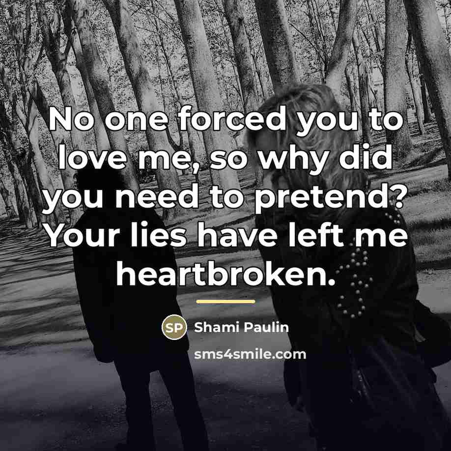 “No one forced you to love me, so why did…” quote by Shami Paulin