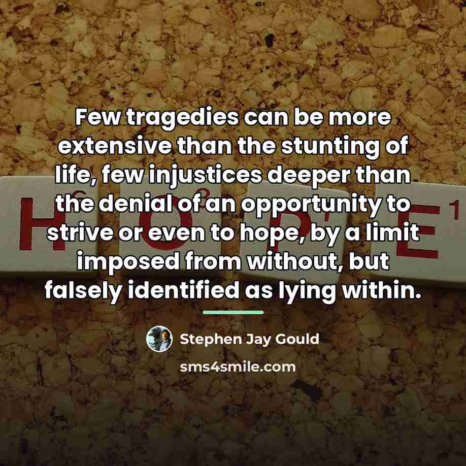 “Few tragedies can be more extensive than the stunting of…” quote by Stephen Jay Gould