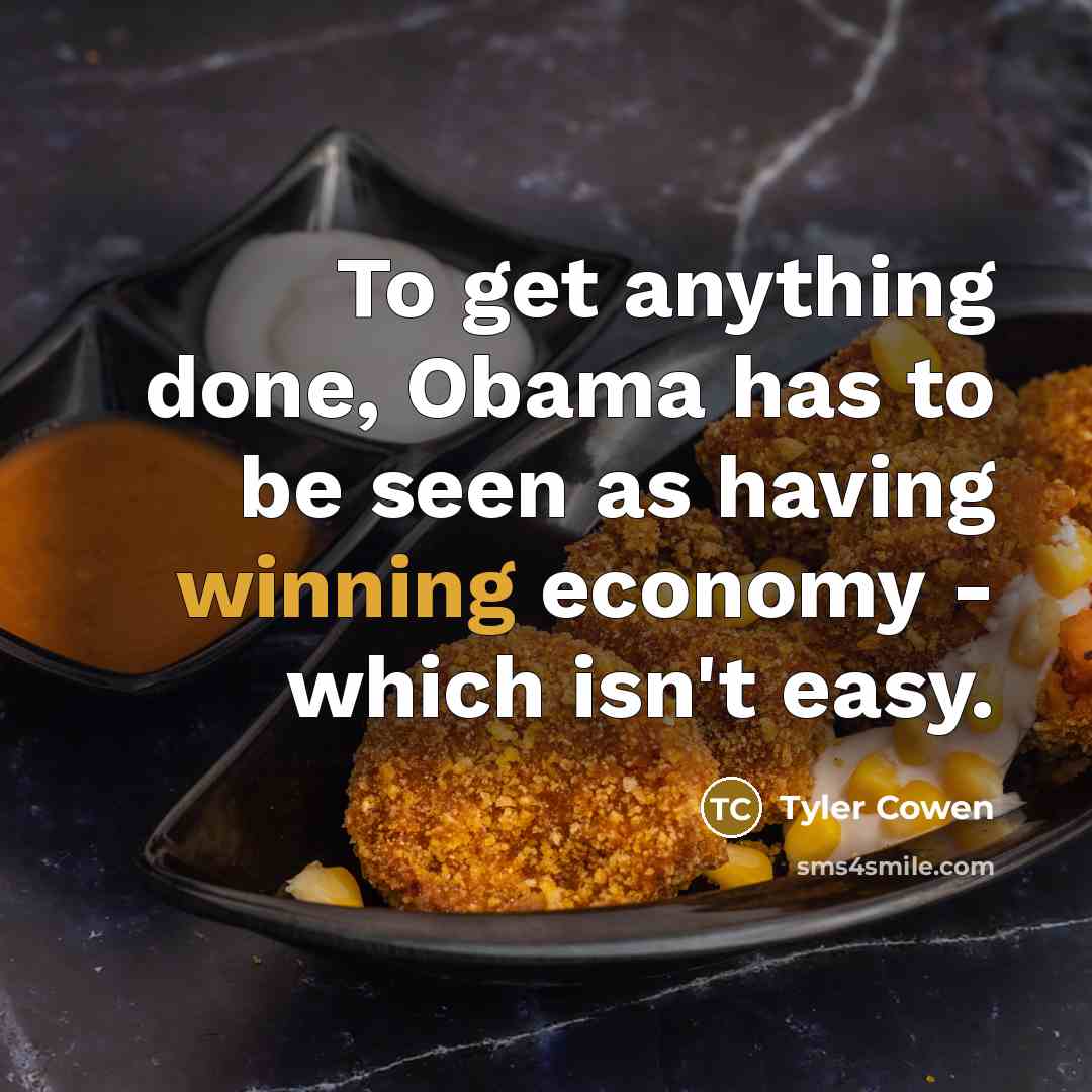 “To get anything done, Obama has to be seen as…” quote by Tyler Cowen