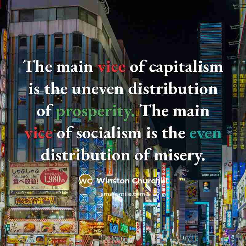 “The main vice of capitalism is the uneven distribution of…” quote by Winston Churchill
