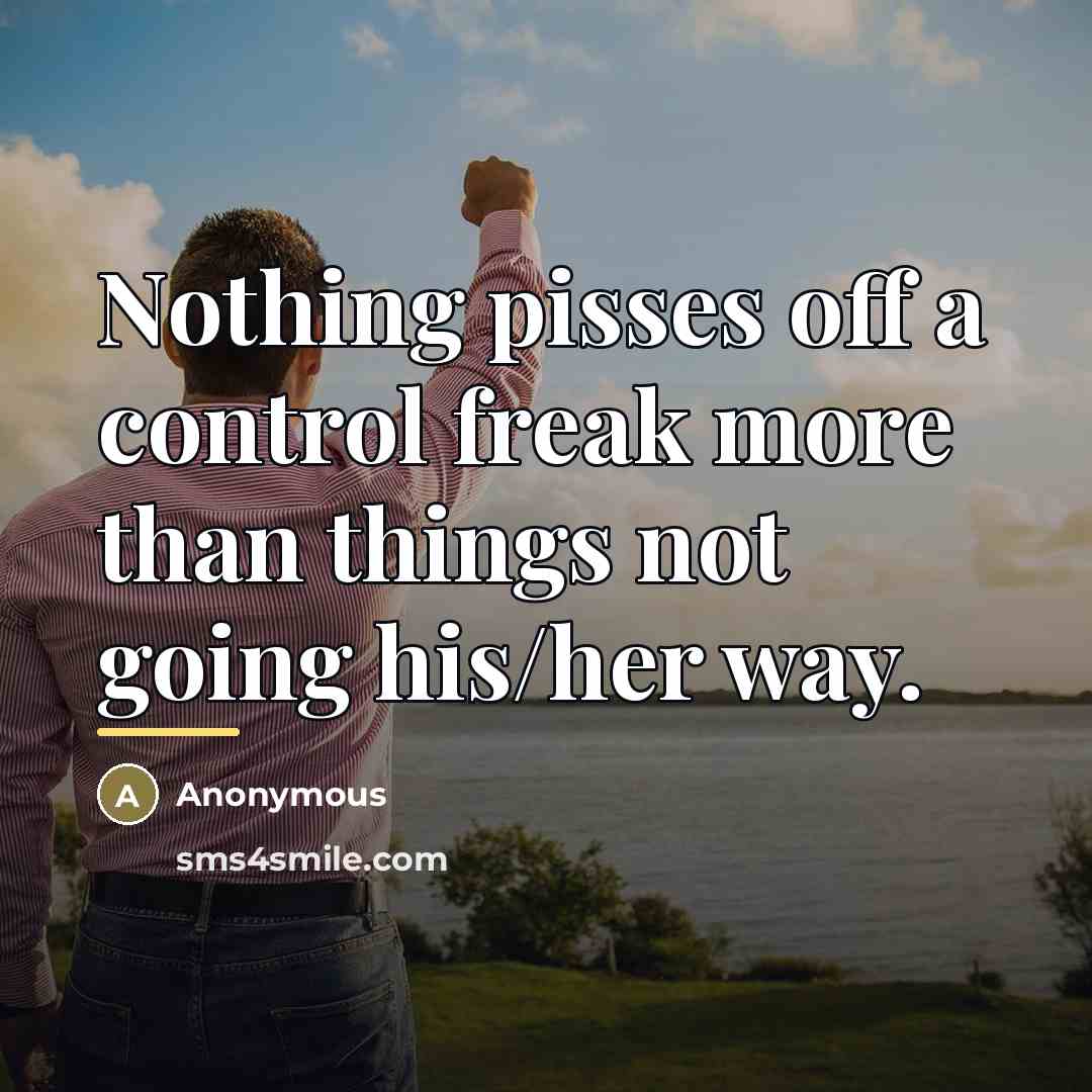 “Nothing pisses off a control freak more than things not…” quote by Anonymous