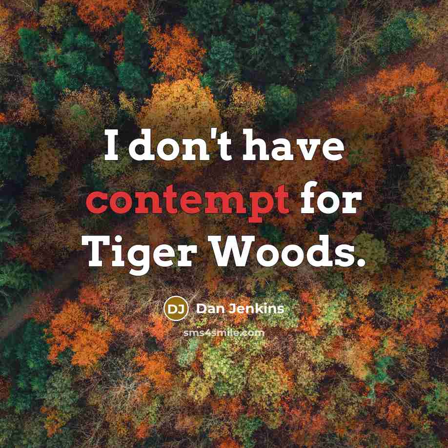 “I don't have contempt for Tiger Woods.…” quote by Dan Jenkins