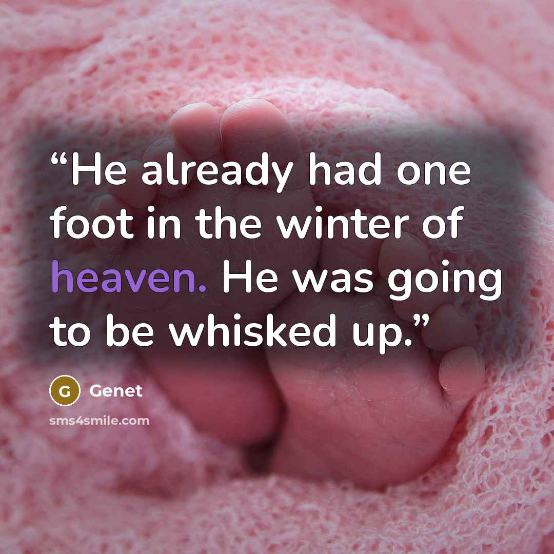 “He already had one foot in the winter of heaven. He was going to be whisked up.” quote by Genet