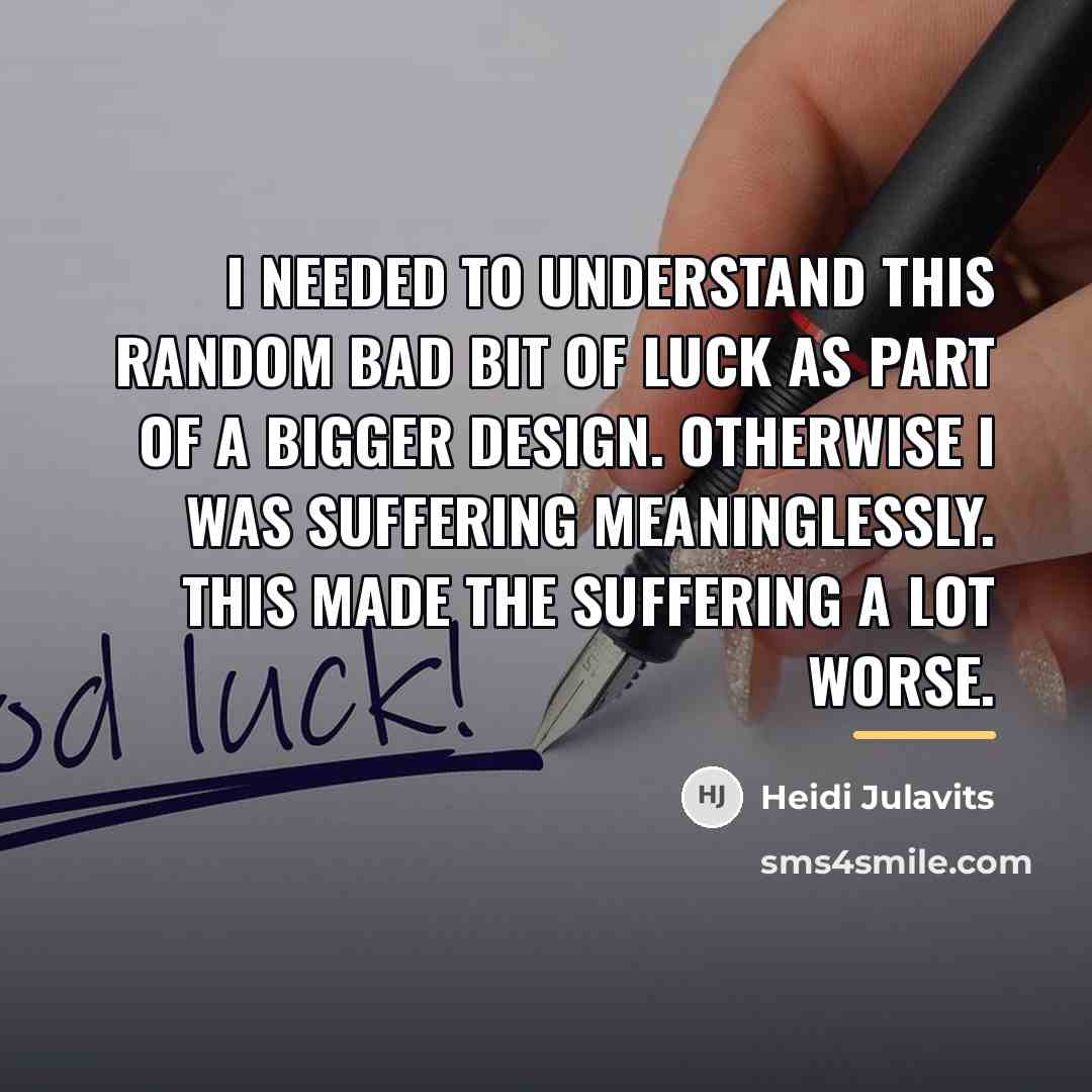 “I needed to understand this random bad bit of luck…” quote by Heidi Julavits