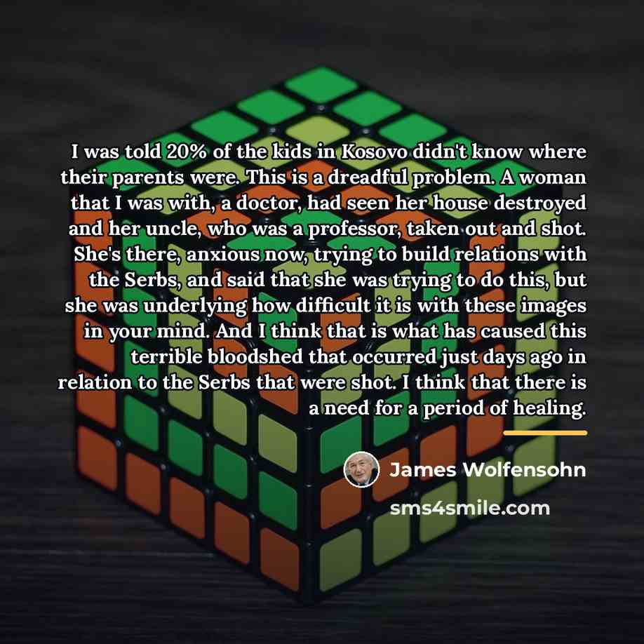 “I was told 20% of the kids in Kosovo didn't…” quote by James Wolfensohn