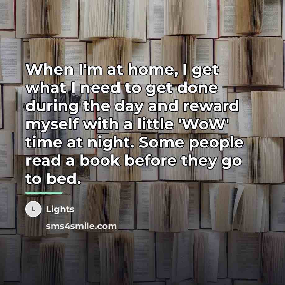 “When I'm at home, I get what I need to…” quote by Lights