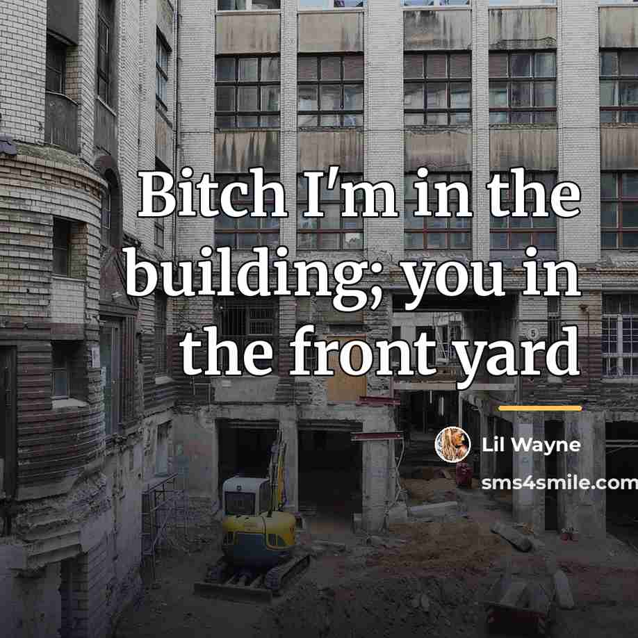 “Bitch I'm in the building; you in the front yard…” quote by Lil Wayne