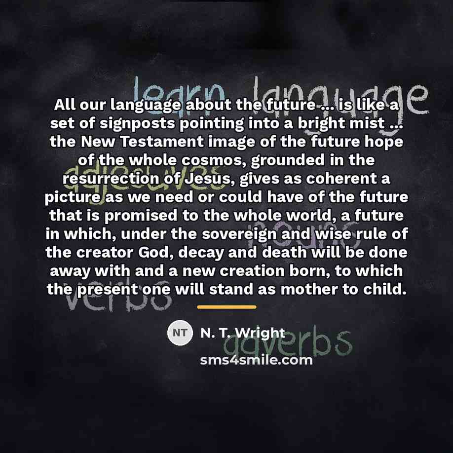 “All our language about the future ... is like a…” quote by N. T. Wright