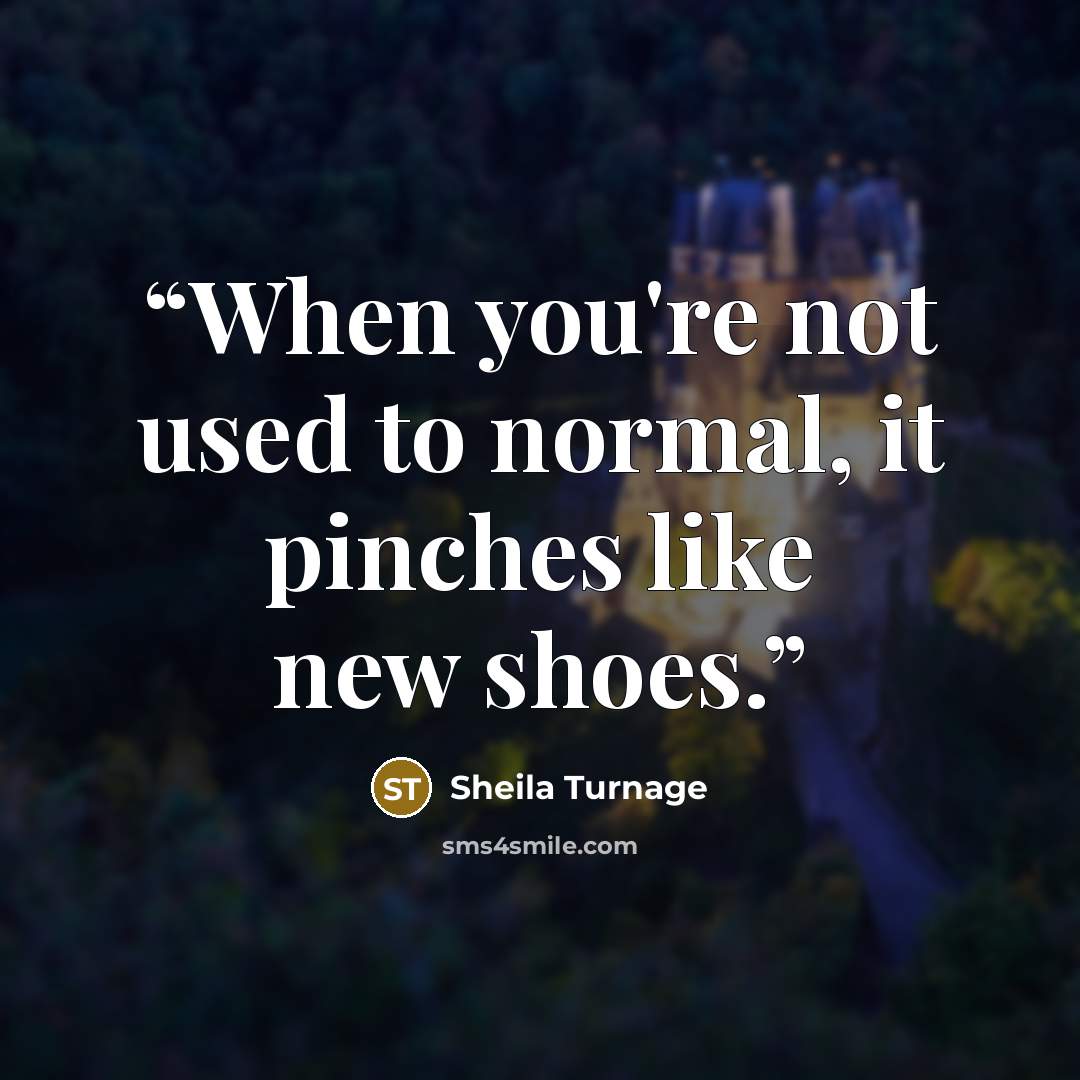 “When you're not used to normal, it pinches like new shoes.” quote by Sheila Turnage