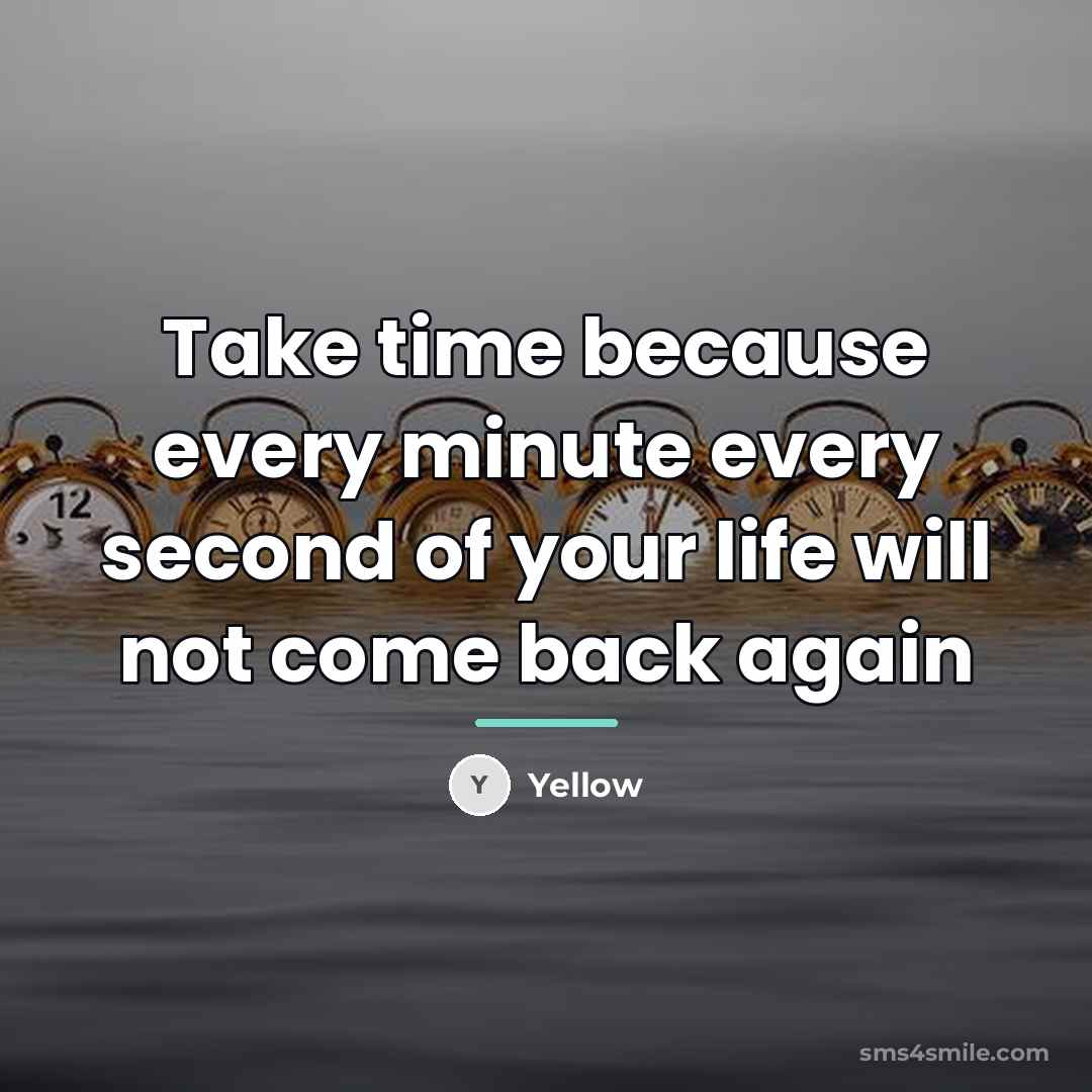 “Take time because every minute every second of your life…” quote by Yellow