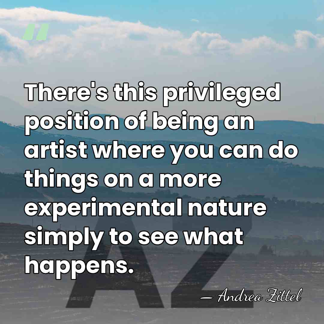 There's this privileged position of being an artist where you can do&hellip; - Andrea Zittel