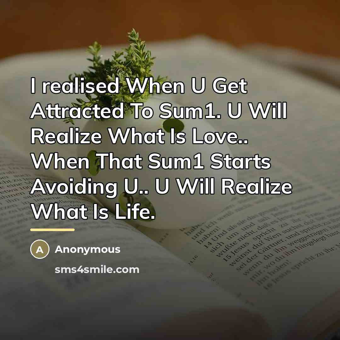 “I realised When U Get Attracted To Sum1. U Will…” quote by Anonymous